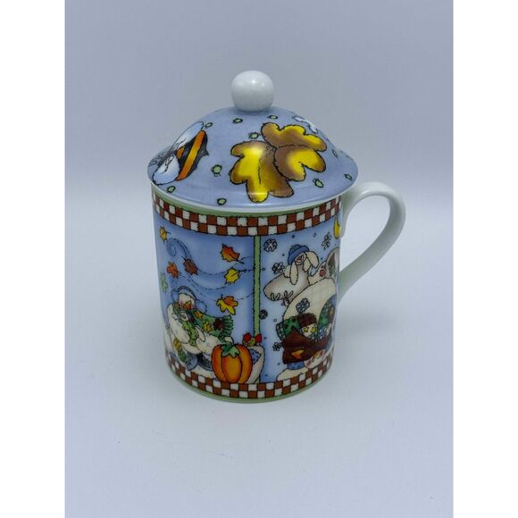 Center Street Design Be Warm Snowman Mug Lori Gardner Coffee Cup with Lid Cover - Picture 1 of 8